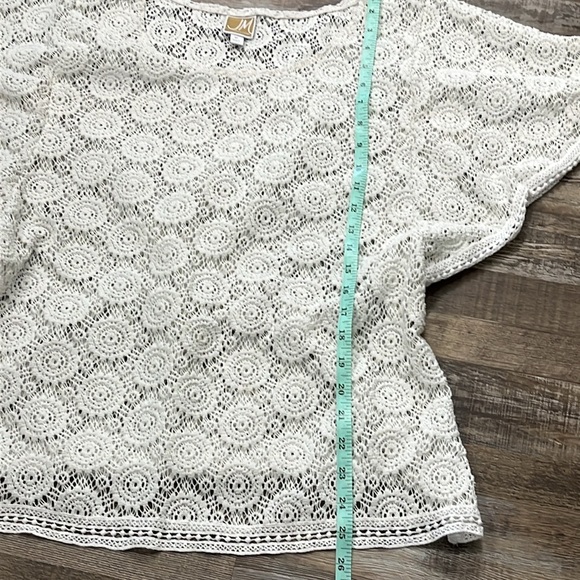 JM Collection Open Crochet Top Sz M Flutter Boho Hippie Festival Gypsy Praire - Picture 9 of 13